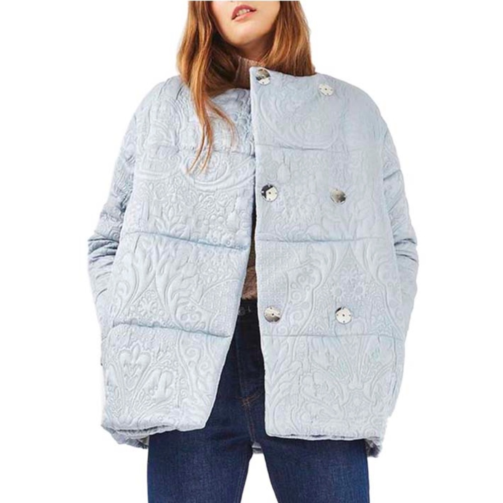 TOPSHOP JACQUARD SATIN PUFFER JACKET
